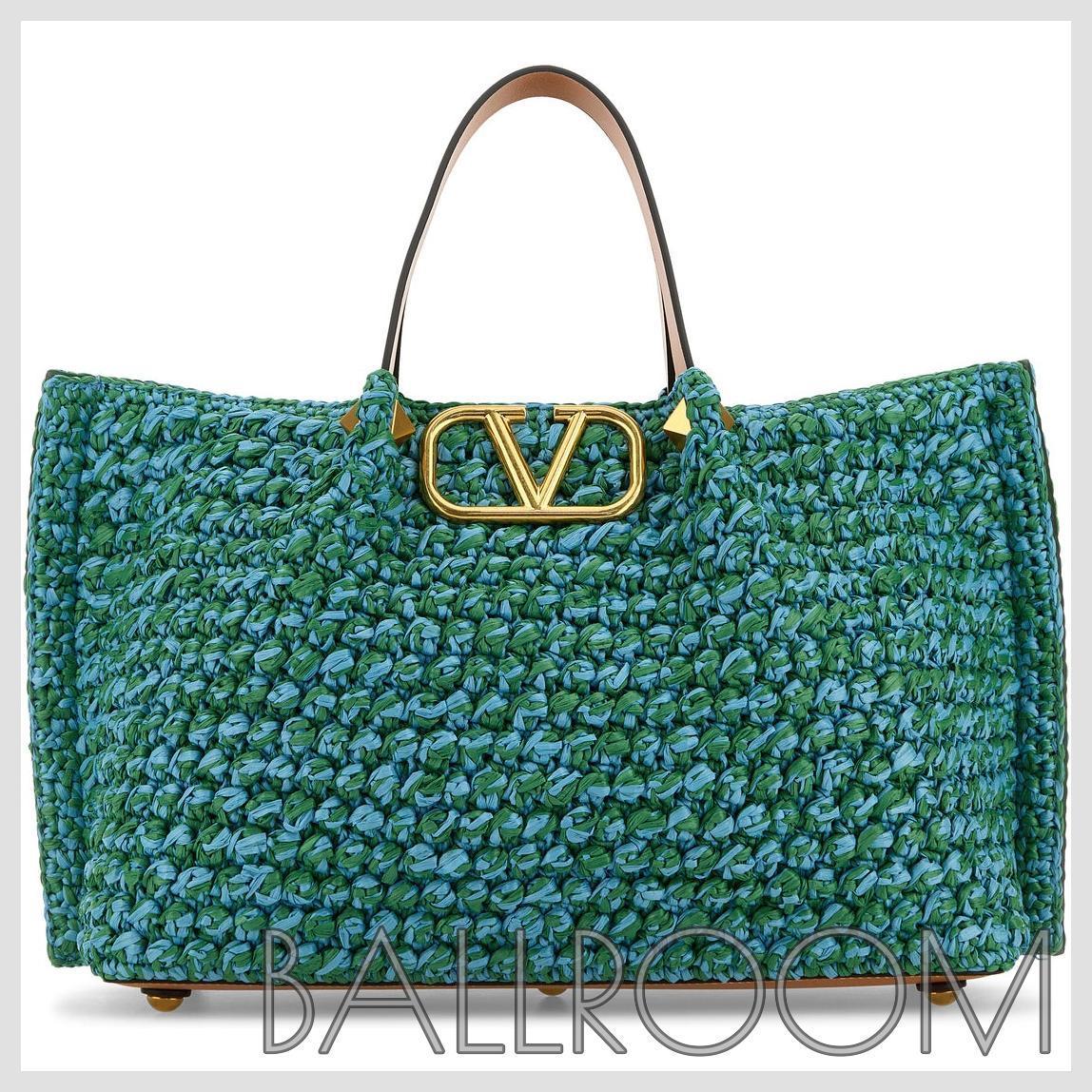 トートバッグ VALENTINO TWO-TONE RAFFIA MEDIUM SHOPPING BAG