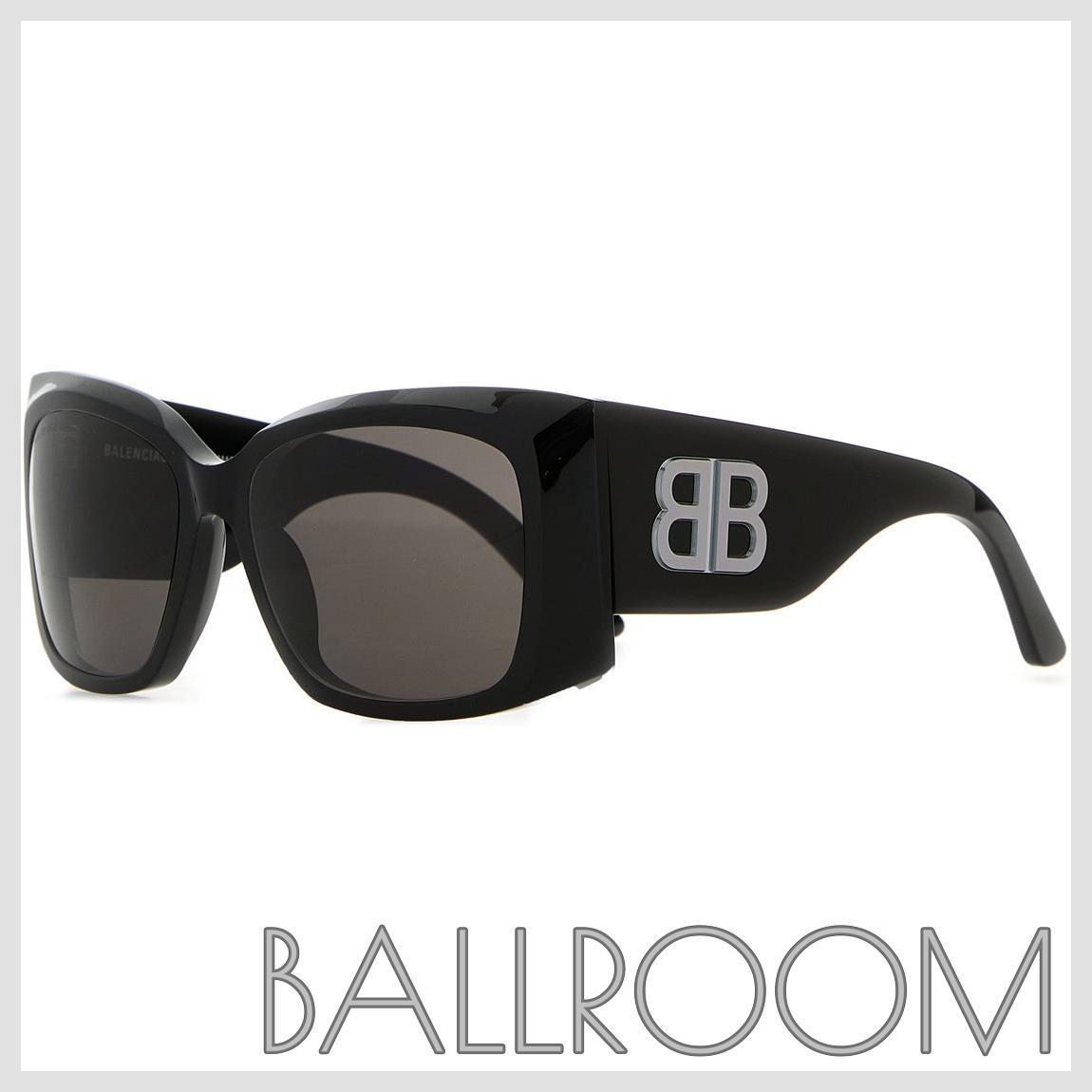 サングラス BALENCIAGA BLACK ACETATE SIGNATURE SQUARE XL SUNGLASSES