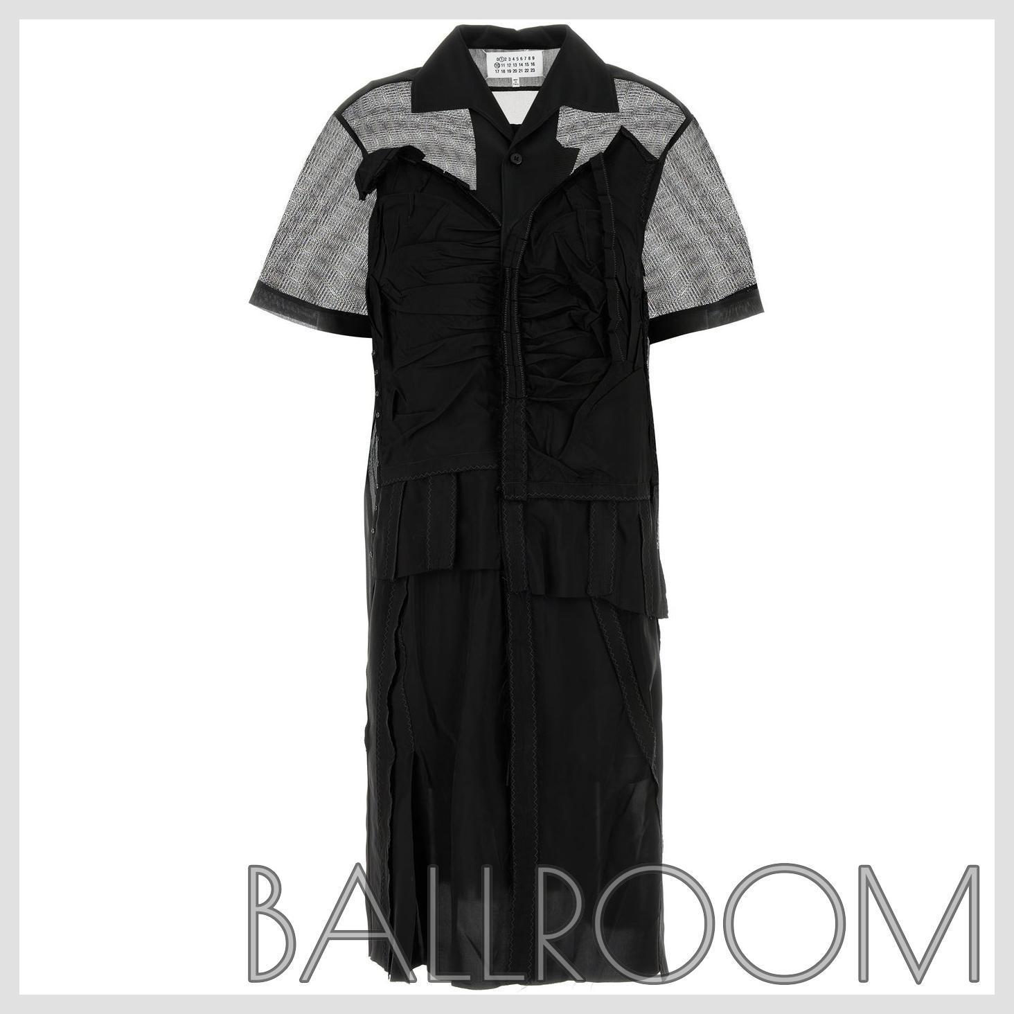 ワンピース MAISON MARGIELA BLACK MESH SHIRT DRESS