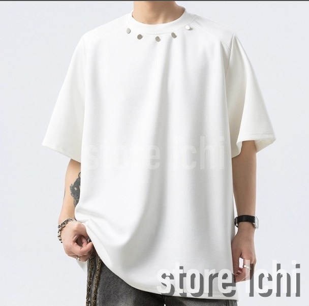 メンズ Tシャツ オーバーサイズ 無地 メタル クルーネック a1211
