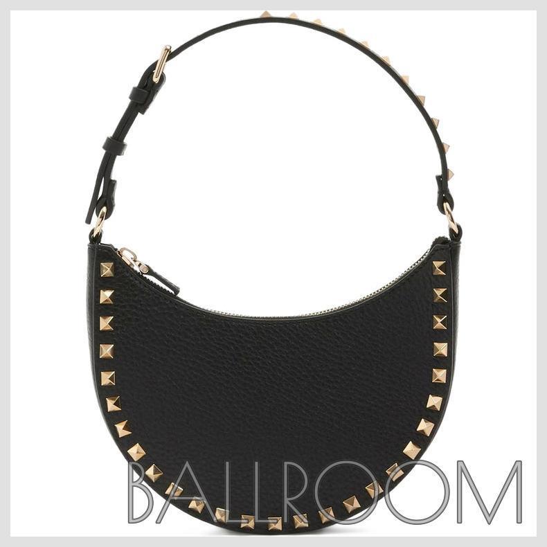ショルダーバッグ・ポシェット VALENTINO MINI HOBO BAG ROCKSTUD IN GARNET CALFSKIN