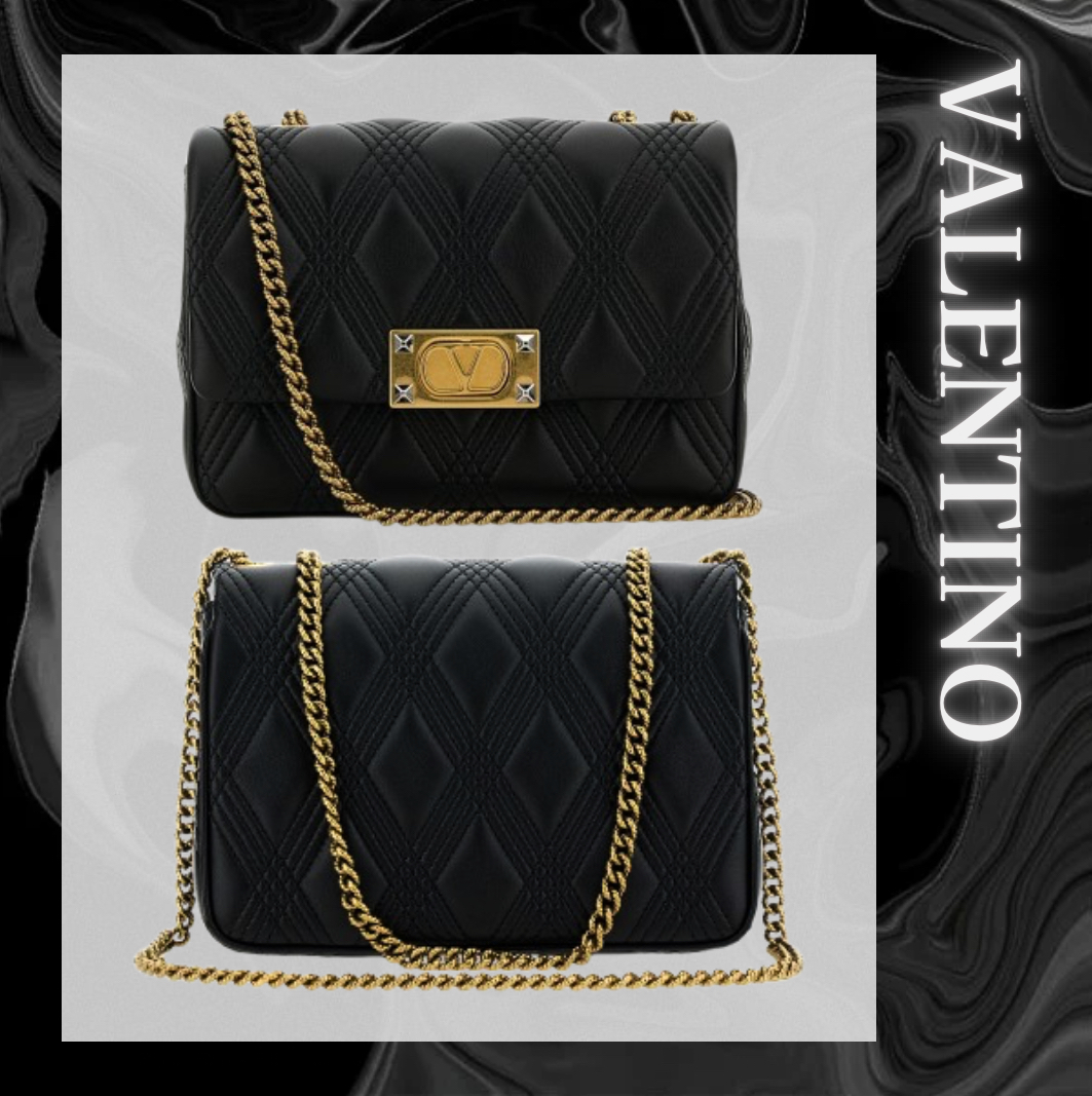 VALENTIO レザー ロゴ ショルダーバッグ ブラック【注目商品】★