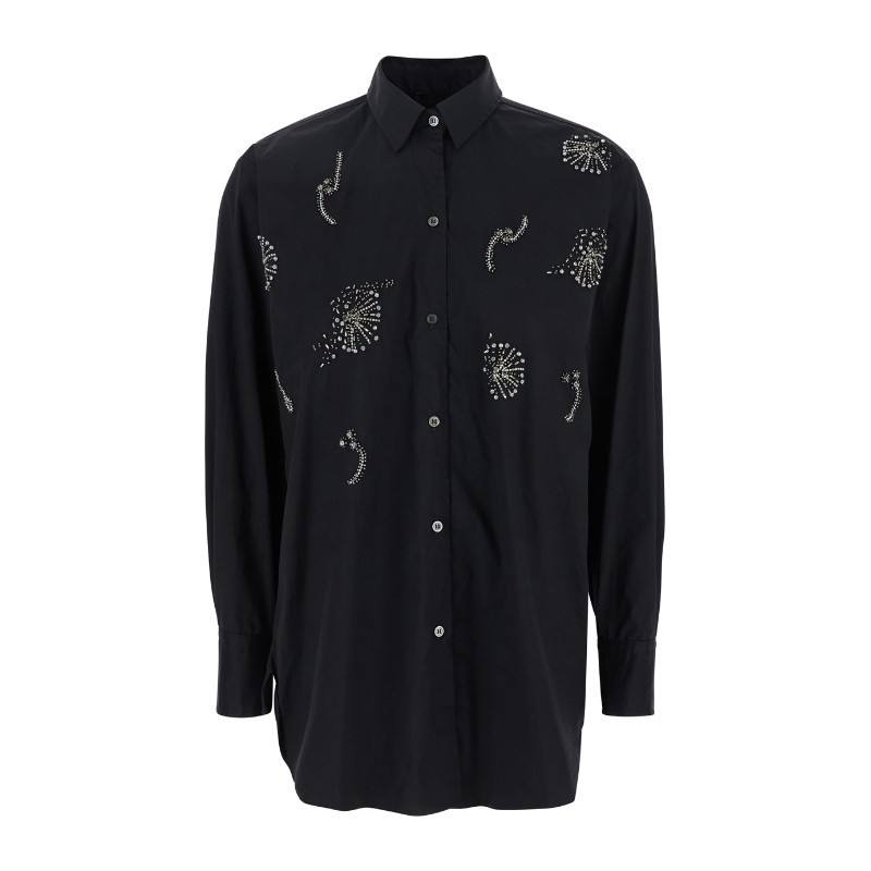 Tシャツ・カットソー PLAIN SS25 camicia con applicazioni (A312514007 NERO)