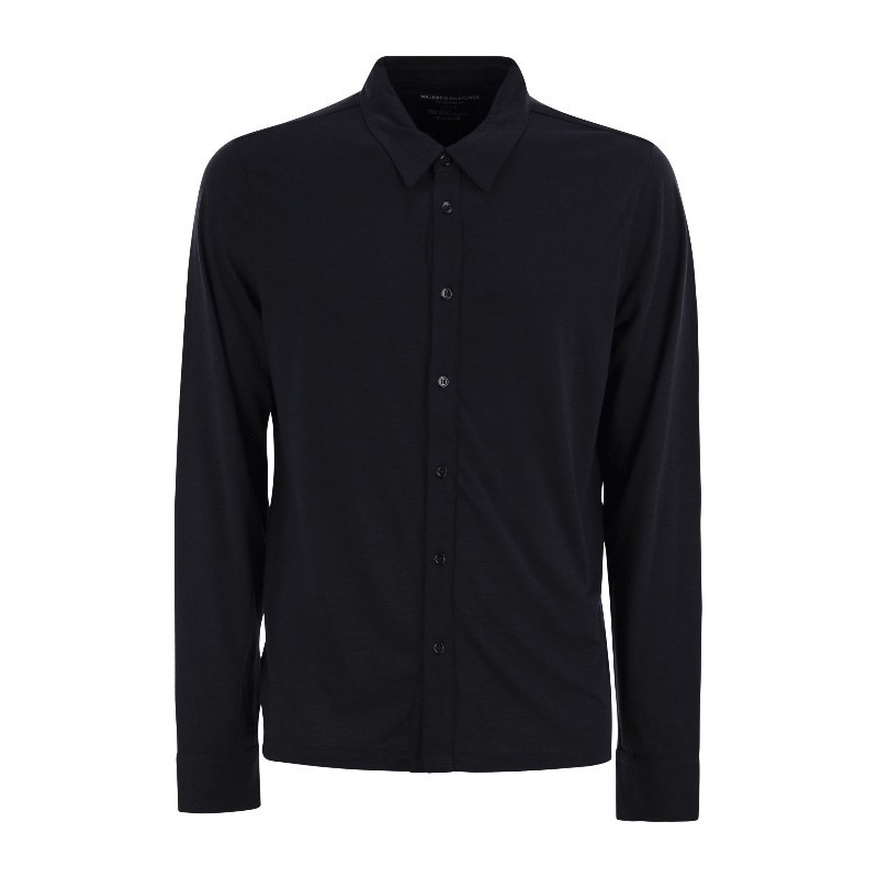 Tシャツ・カットソー MAJESTIC FILATURES Long-sleeved lyocell and cotton shirt