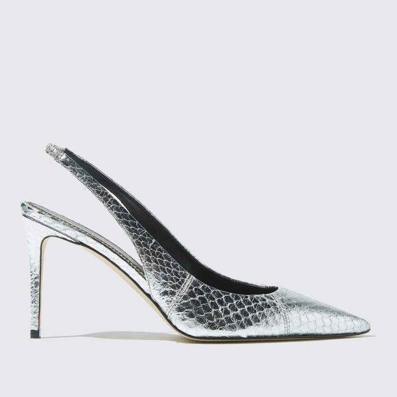 サンダル・ミュール SCAROSSO FW21 Sutton Silver Elaphe (SUTTONPUMPSILELAP)