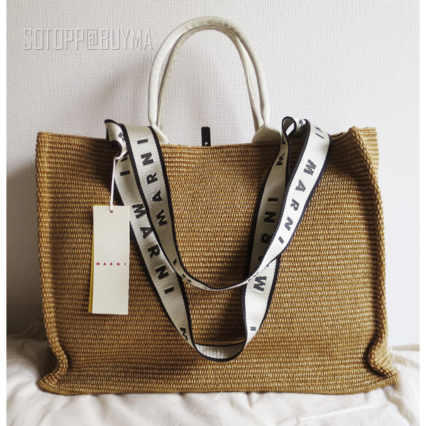 MARNI EAST＆WESTロゴショルダーストラップラージトートバッグ