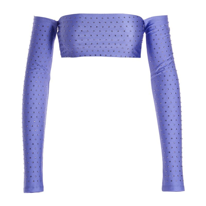 Tシャツ・カットソー THE ANDAMANE Crystal cropped top (T130725DTJP062 LILAC)