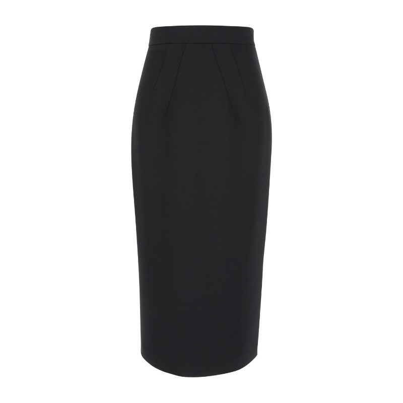 スカート PLAIN Midi Black Pencil Skirt in Fabric Woman