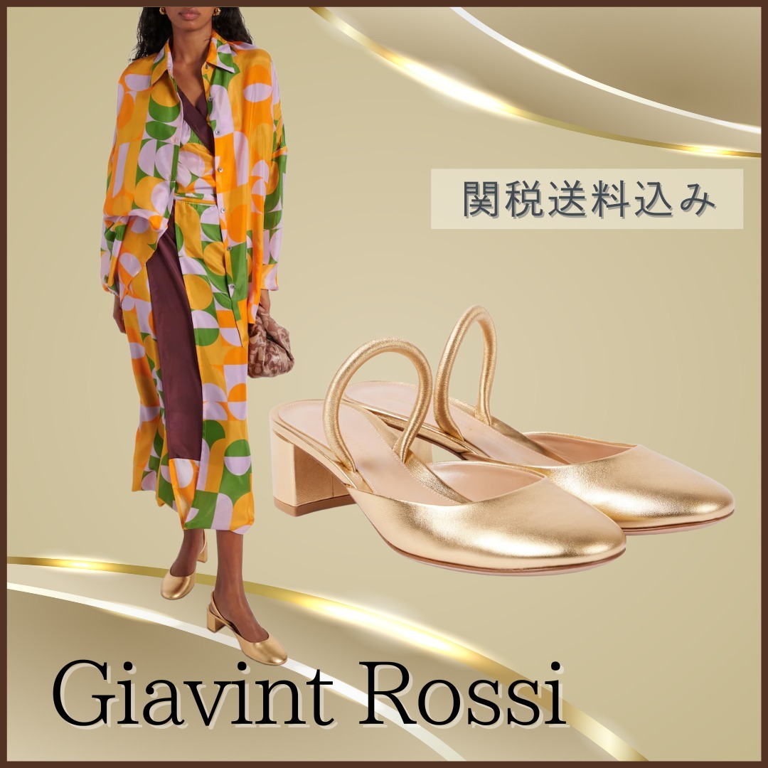 Gianvito Rossi【関税送料込&SALE】メタリックレザーミュール