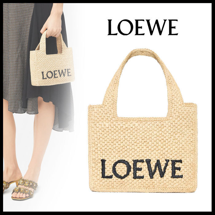 LOEWE 直営店 フォント トート ミニ ラフィアバッグ