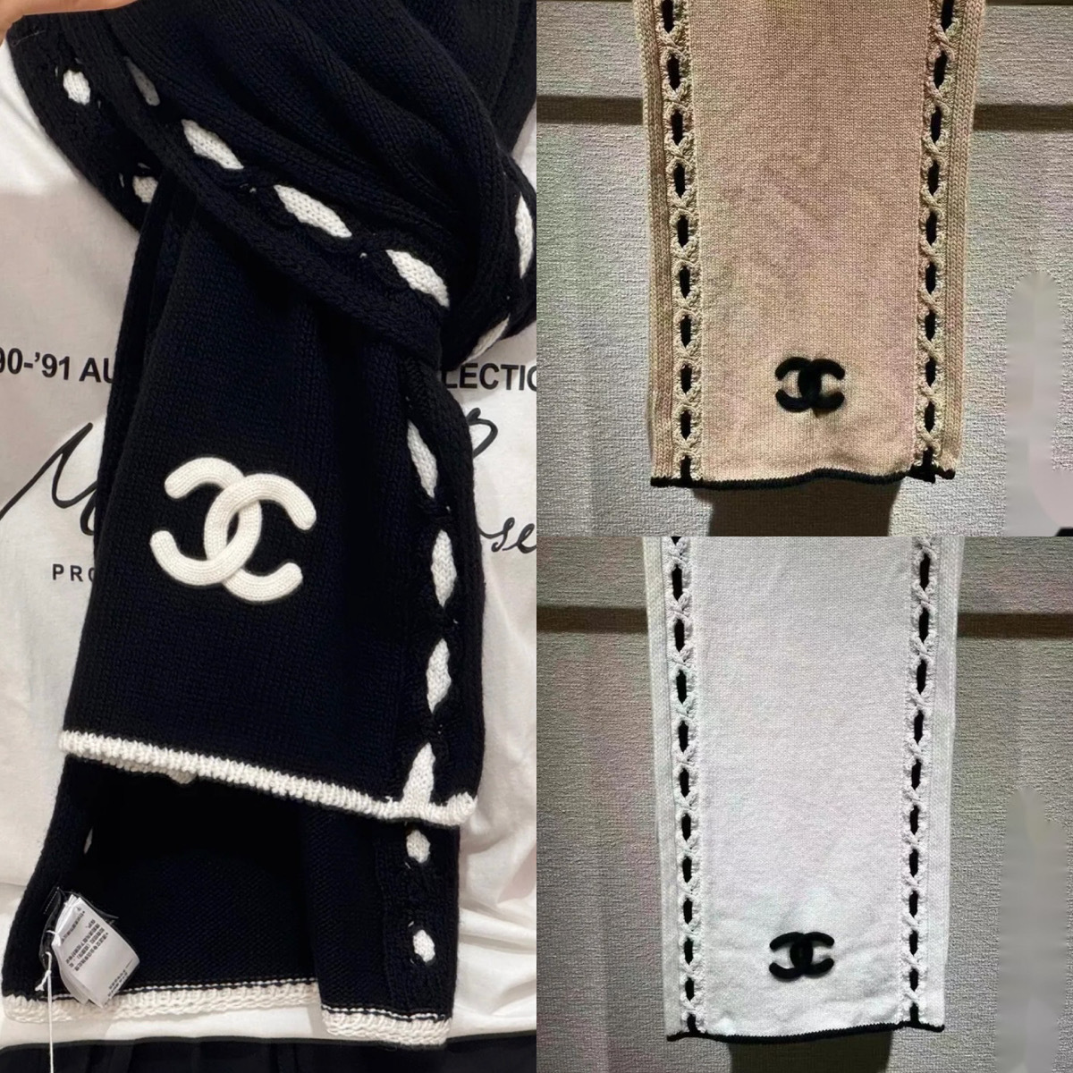 ステッチラインがポイントシンプル極上の肌触り CHANEL マフラー