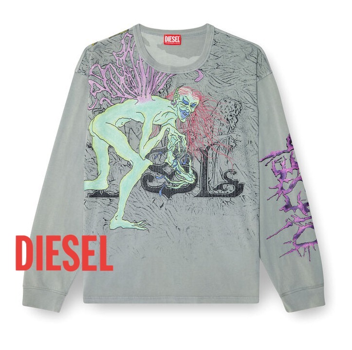 ★ドイツ発*DIESEL*TATOO グラフィック長袖Tシャツ/GREY★