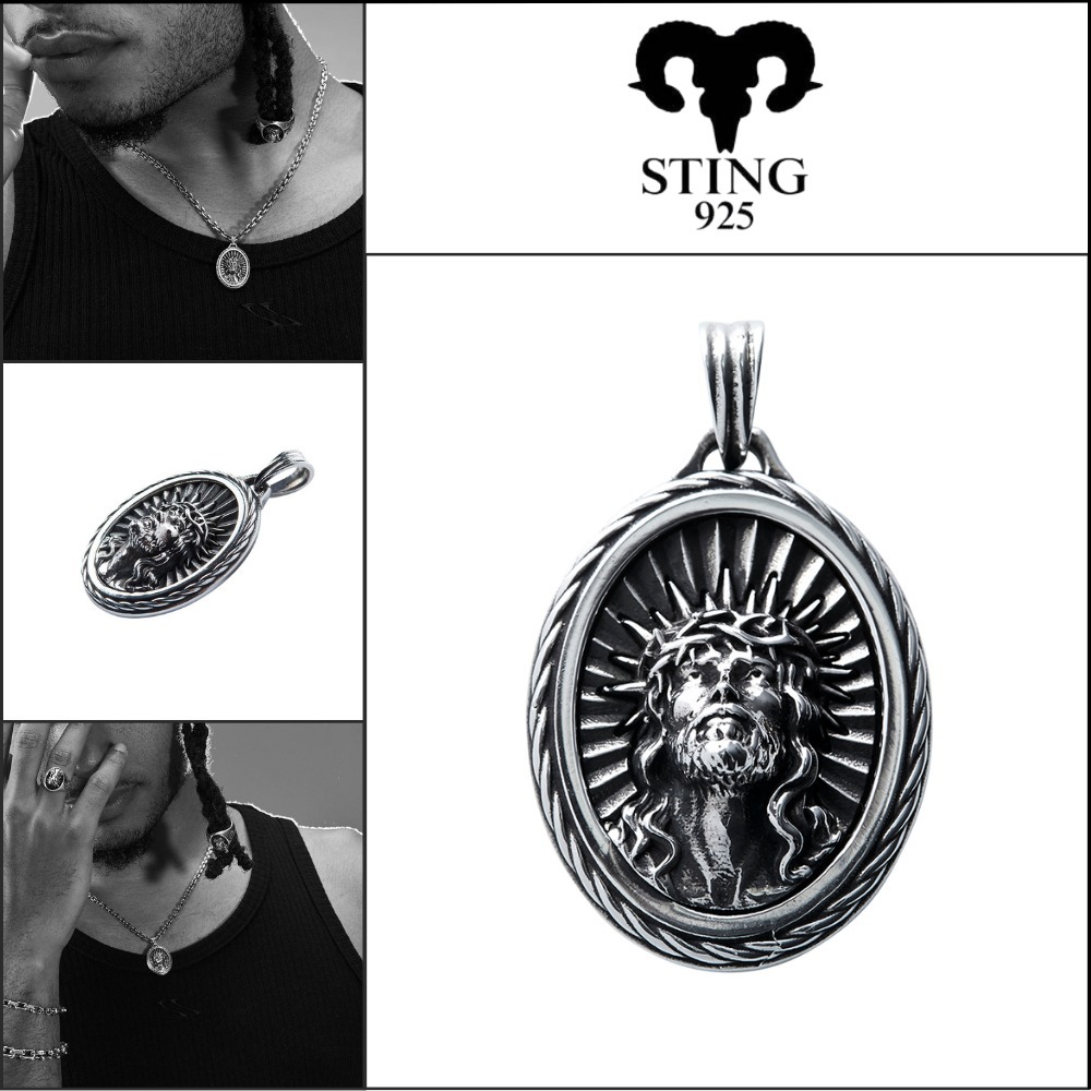 【STING925】Jesus Piece Pendant Anchor chain 3mm 50cm