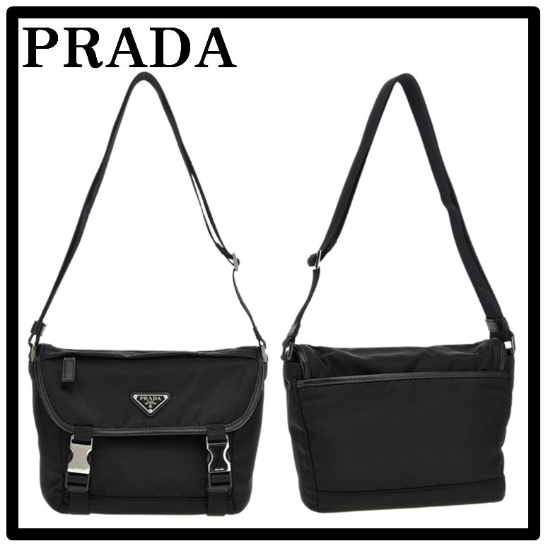 ★関税込★PRADA★リナイロン＆サピアノレザーショルダーバッグ