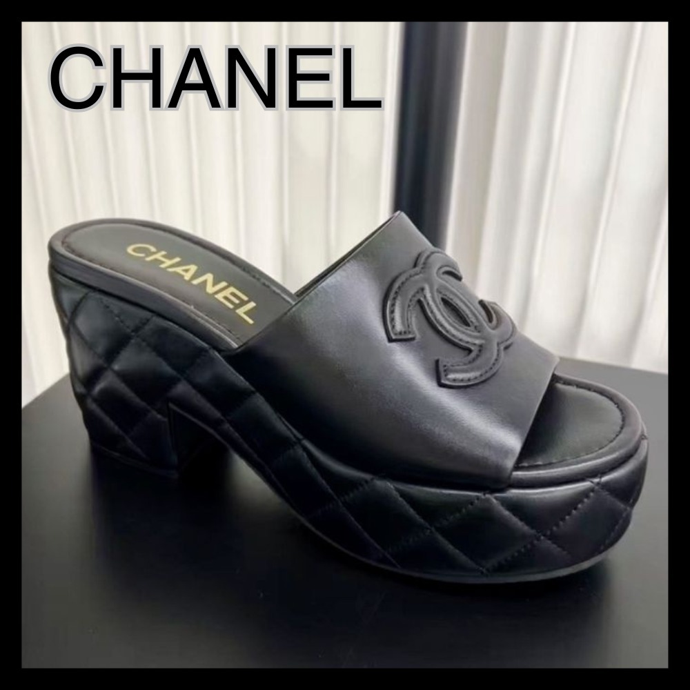 【厚底で美脚見せ】CHANEL シャネル プラットフォーム サンダル