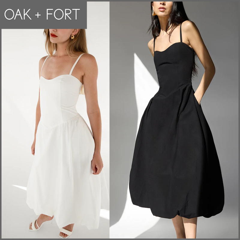 [OAK + FORT] ふんわりバブルヘム・ミディ・ワンピースドレス