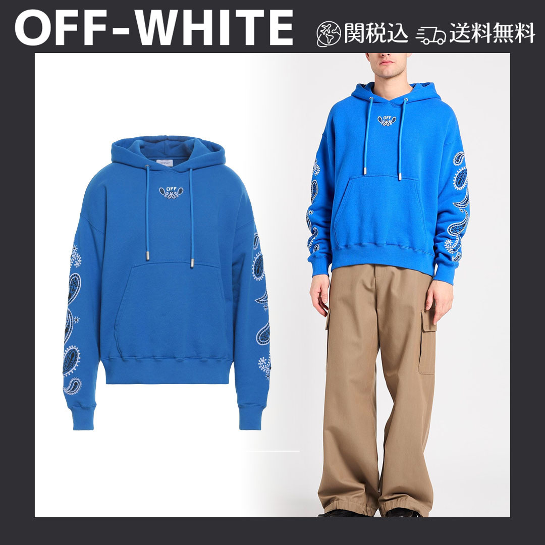 スウェット【OFF-WHITE】関税込送料無料 刺繍入り 装飾付き 無地