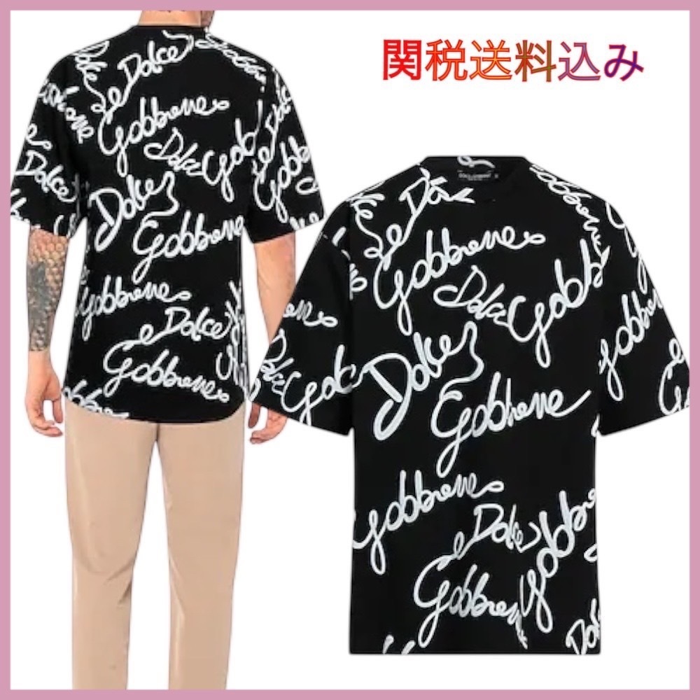 関税送料込み DOLCE＆GABBANA ロゴ半袖 プリント Tシャツ 黒白