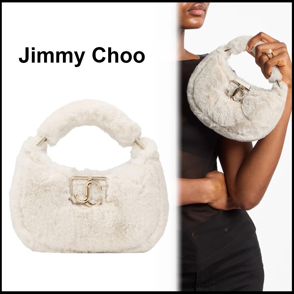 Jimmy Choo☆Edie Hobo ミニ ラテフェイクファーミニバッグ