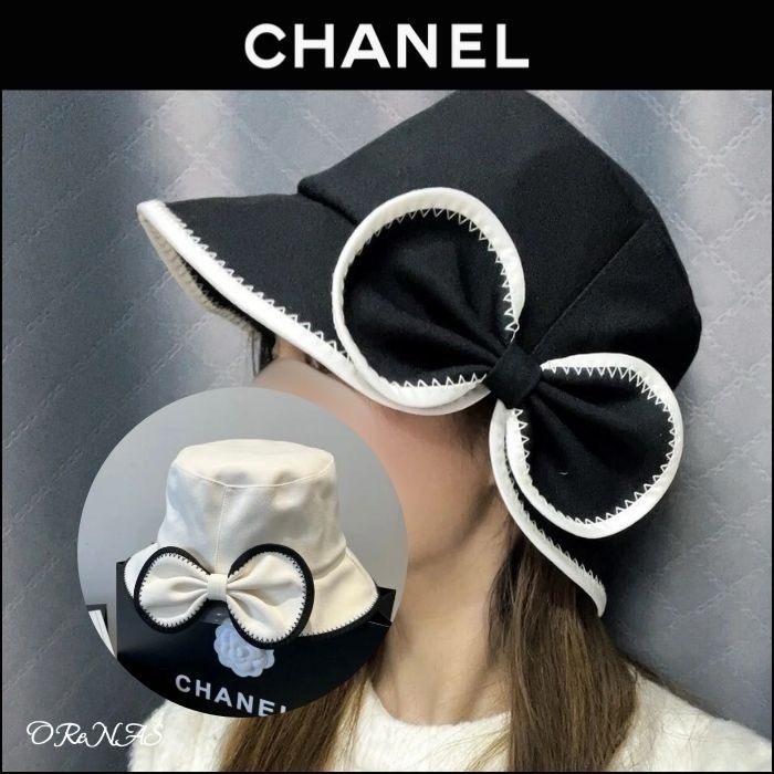 【リボンがかわいい♪】CHANEL ハット帽子
