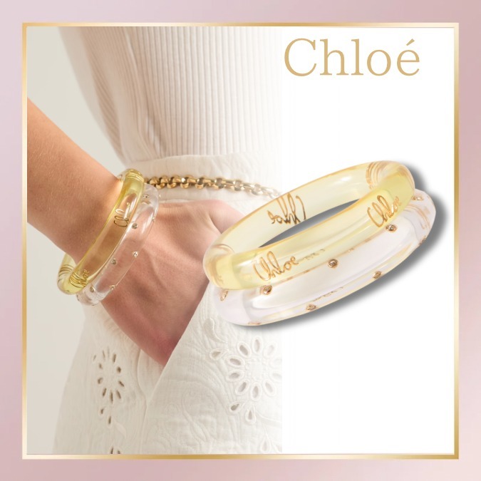 【Chloe】バングル 透明樹脂 ２個セット かわいい ギフト