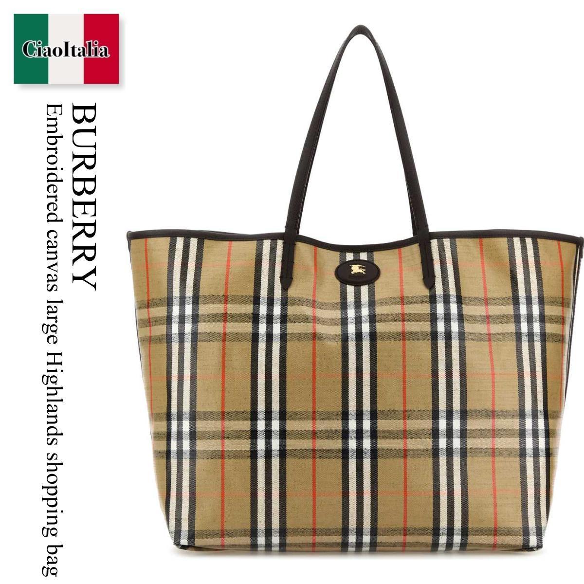 トートバッグ Burberry Embroidered Canvas Large Highlands Shopping Bag