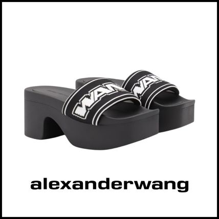 【Alexander Wang】ブラック ロゴ プラットフォームサンダル alexanderwang アレキサンダーワング Vy フラットサンダル BLACK