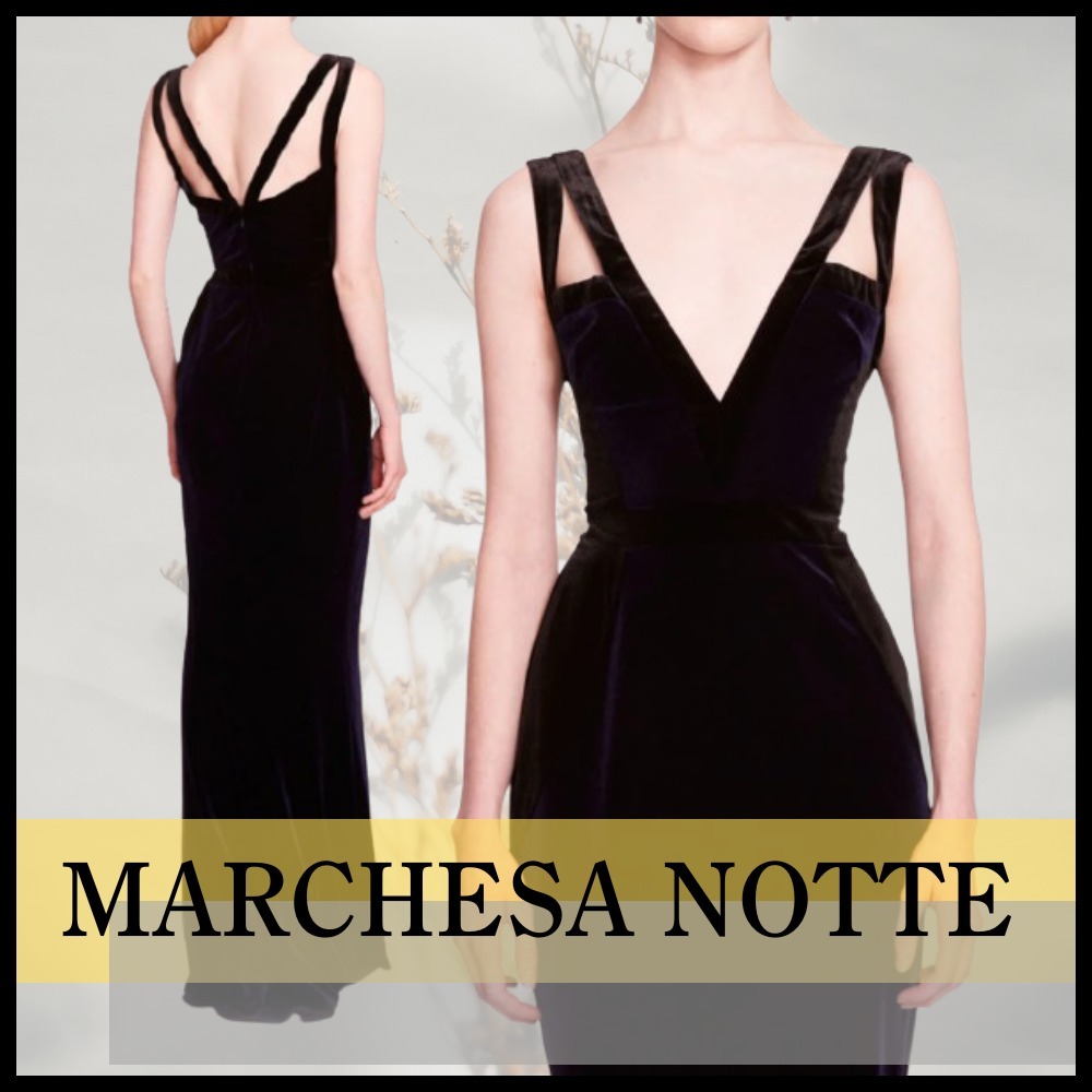 【MARCHESA NOTTE】 上質ベルベットが映える！優美コラムドレス