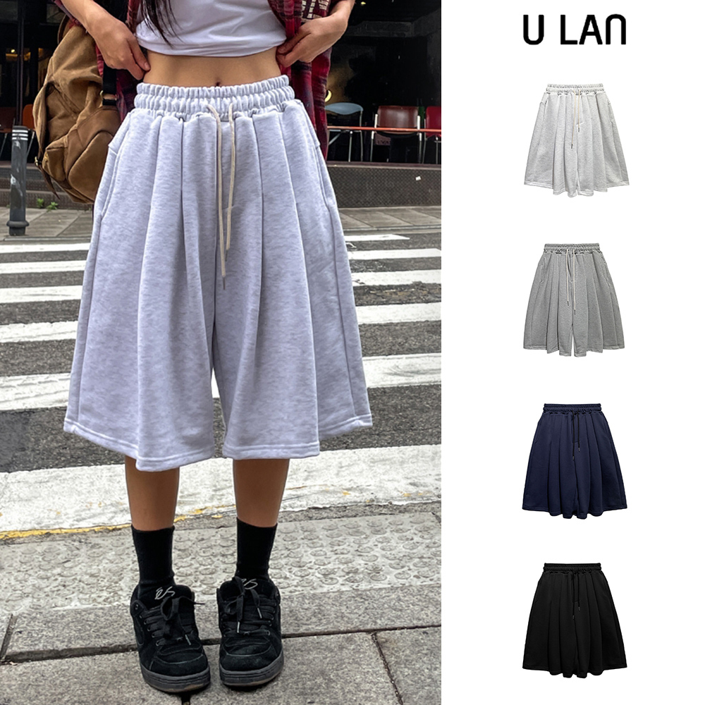 【U LAN】[U-BASIC] Bana Double Pintuck Bermuda Training PT