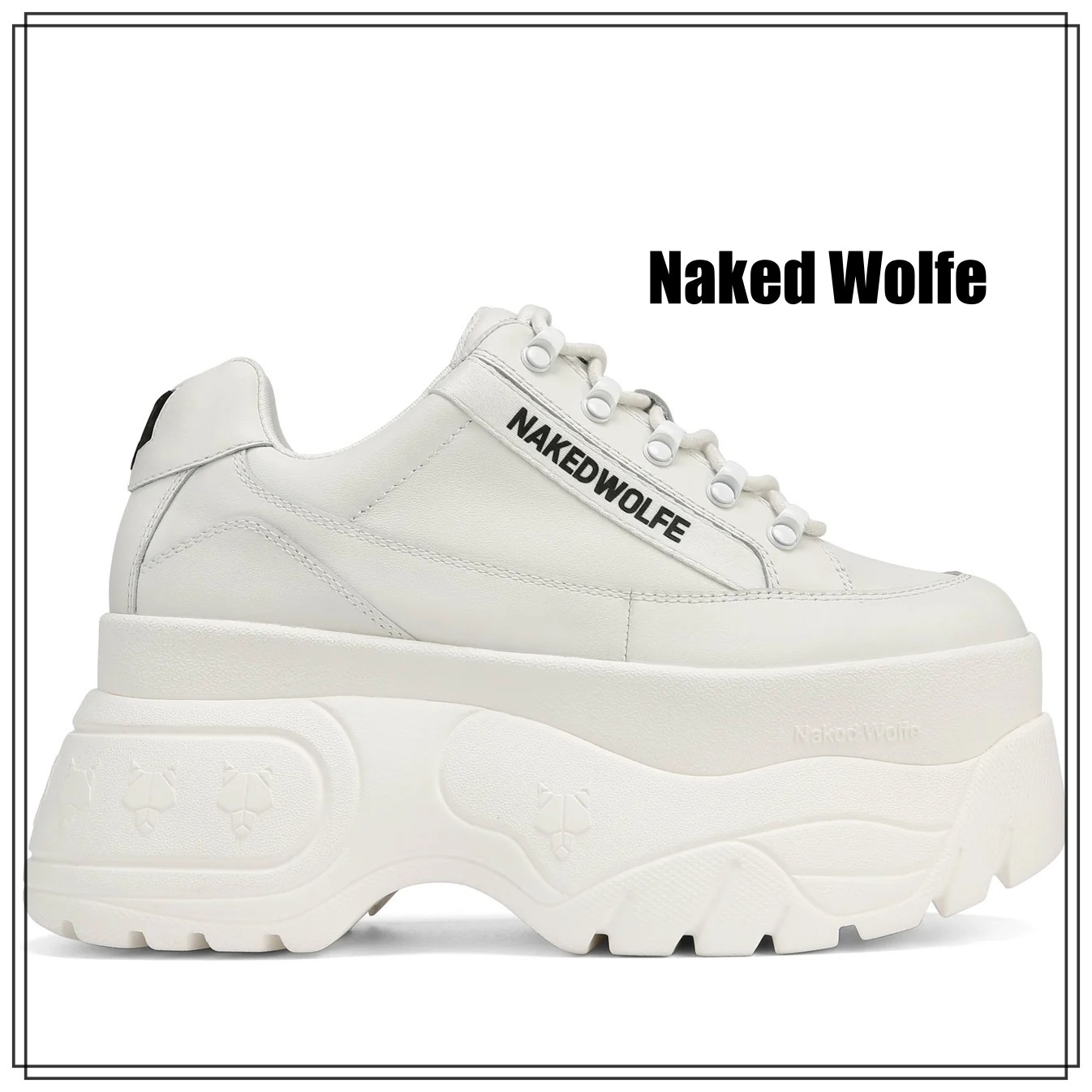Naked Wolfe ホワイトレザー 厚底スニーカー 関税送料込み
