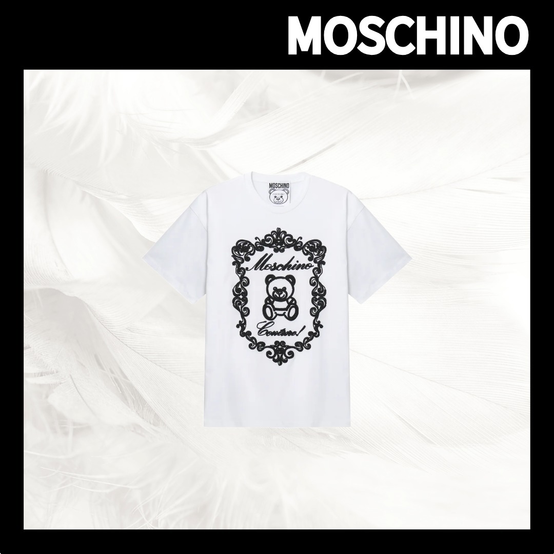 【MOSCHINO】Big Teddy Bear Embroidered Short-Sleeved T-shirt