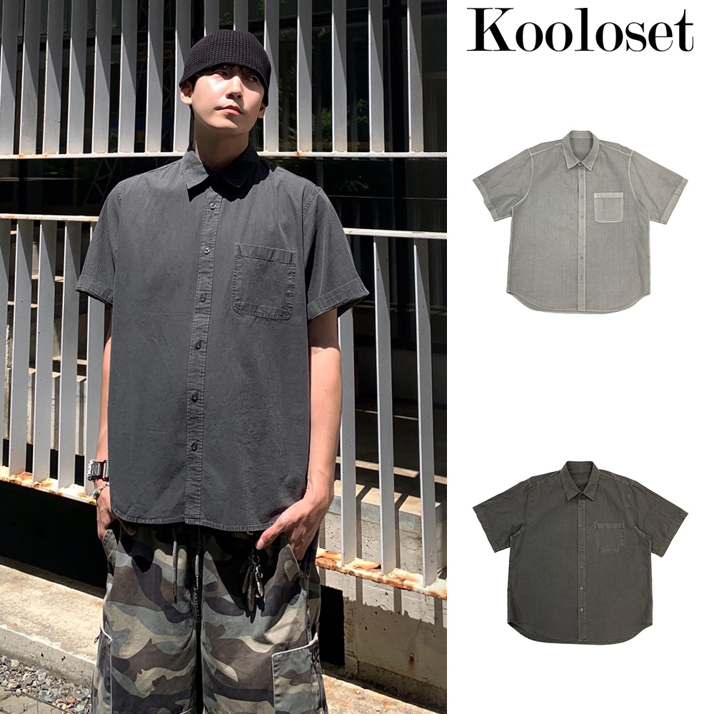 【KOOLOSET】Pigment Herringbone Short Sleeve Shirt