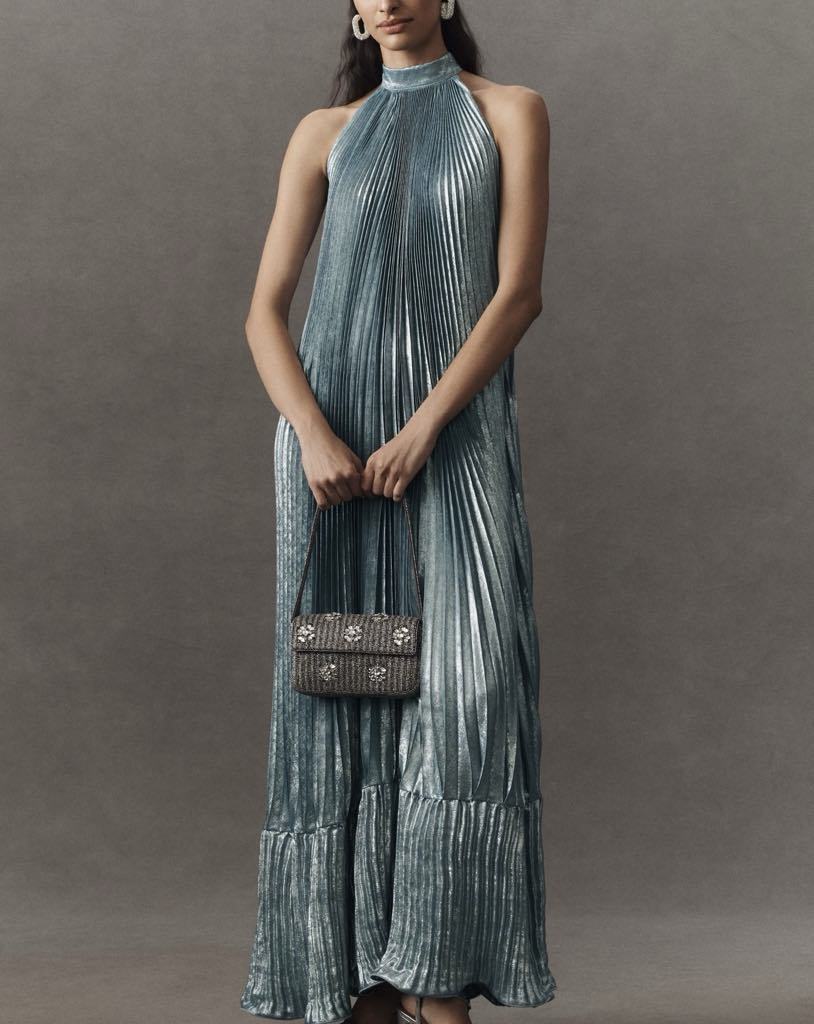 Anthropologie ★ L'IDEE Mystique Pleated Shimmer Maxi Dress