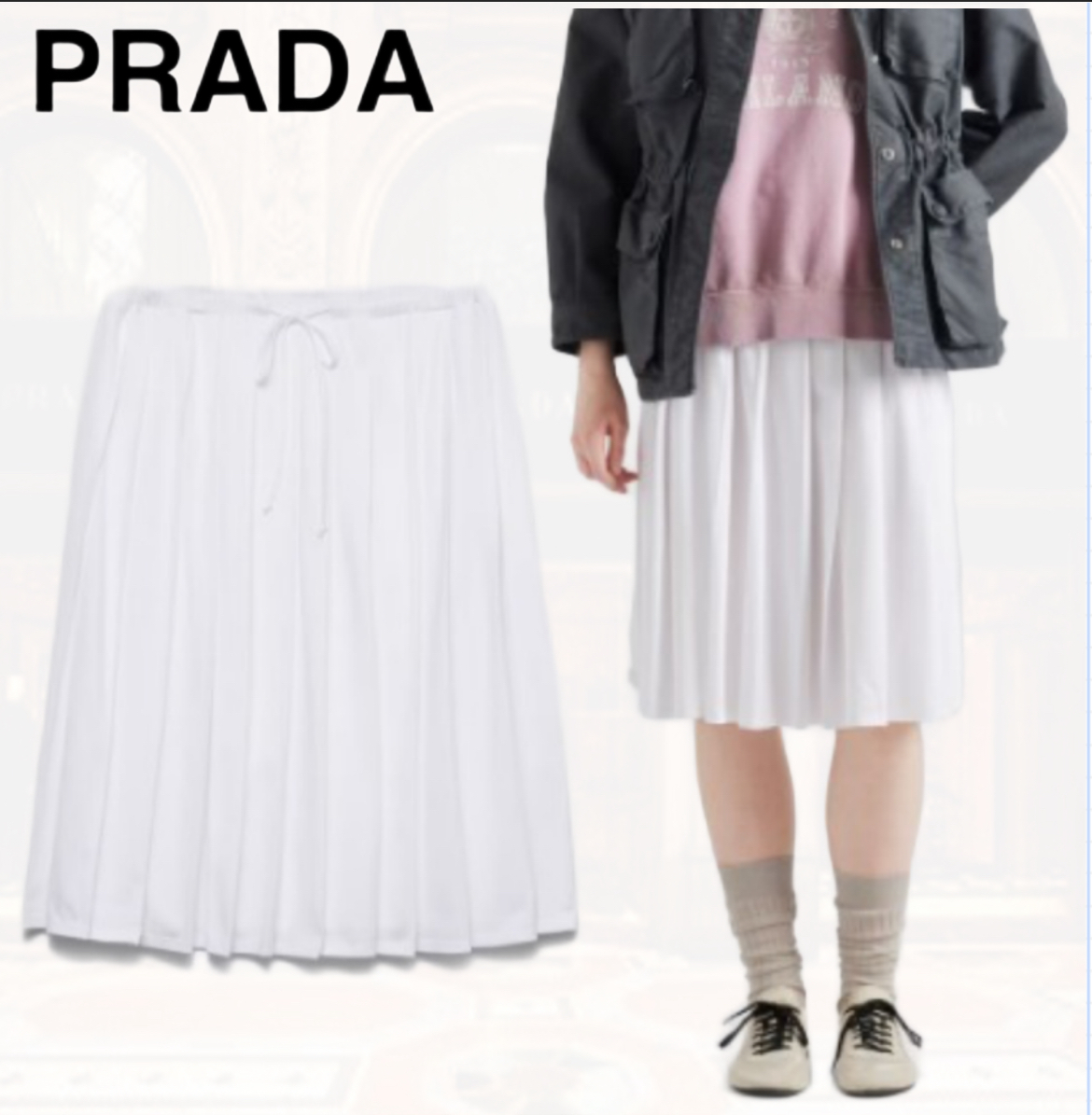 VIPSALE【PRADA】プリーツ ジャージー スカート
