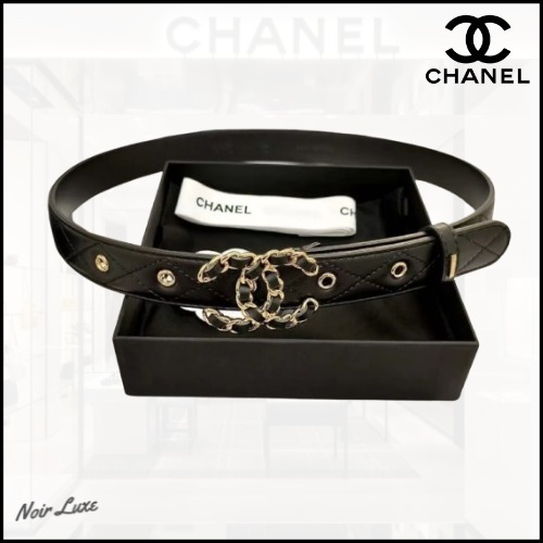 チェーンロゴがクール★【CHANEL】 レザー ベルト