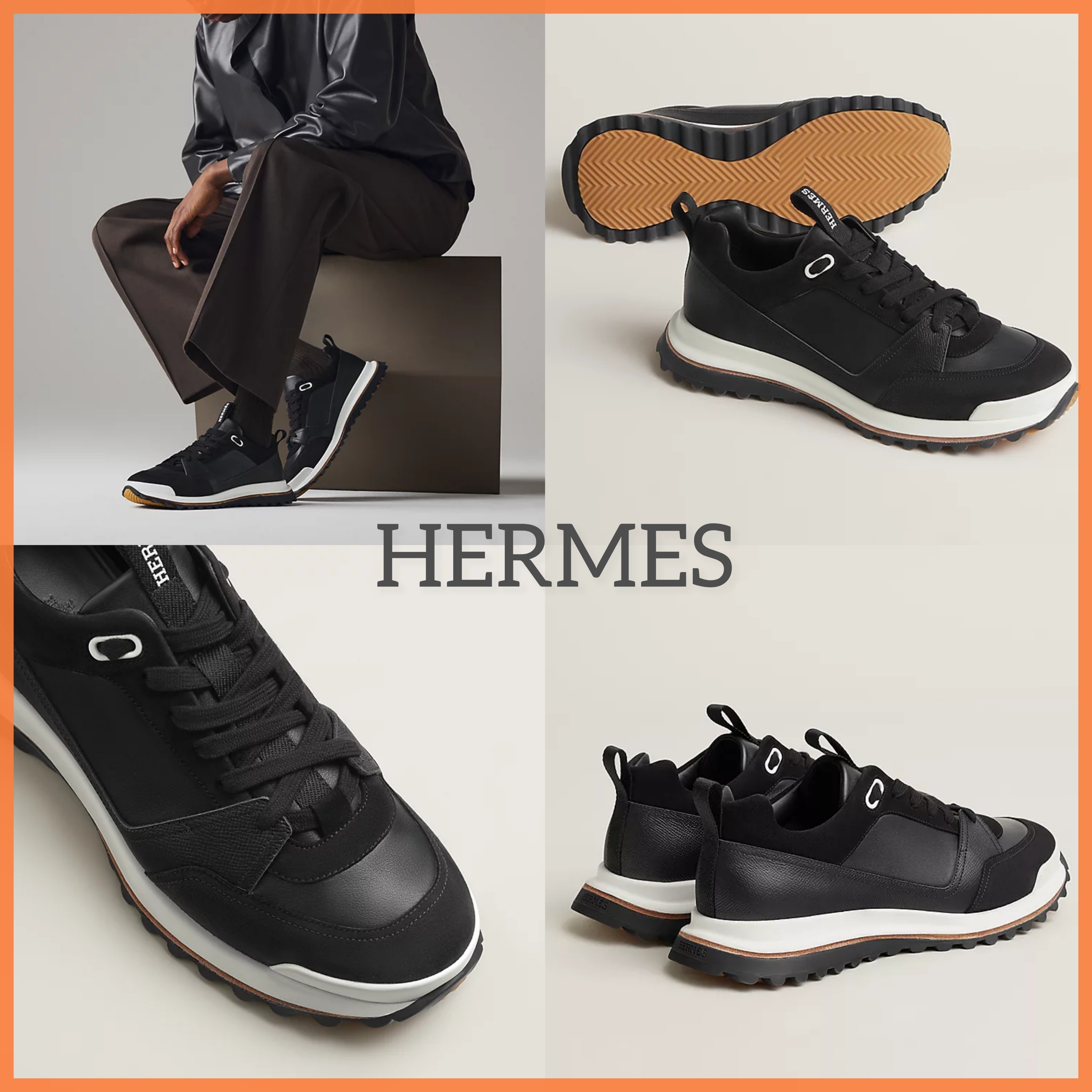 【大好評★】HERMES メンズ スニーカー ブラックSneakers Leader