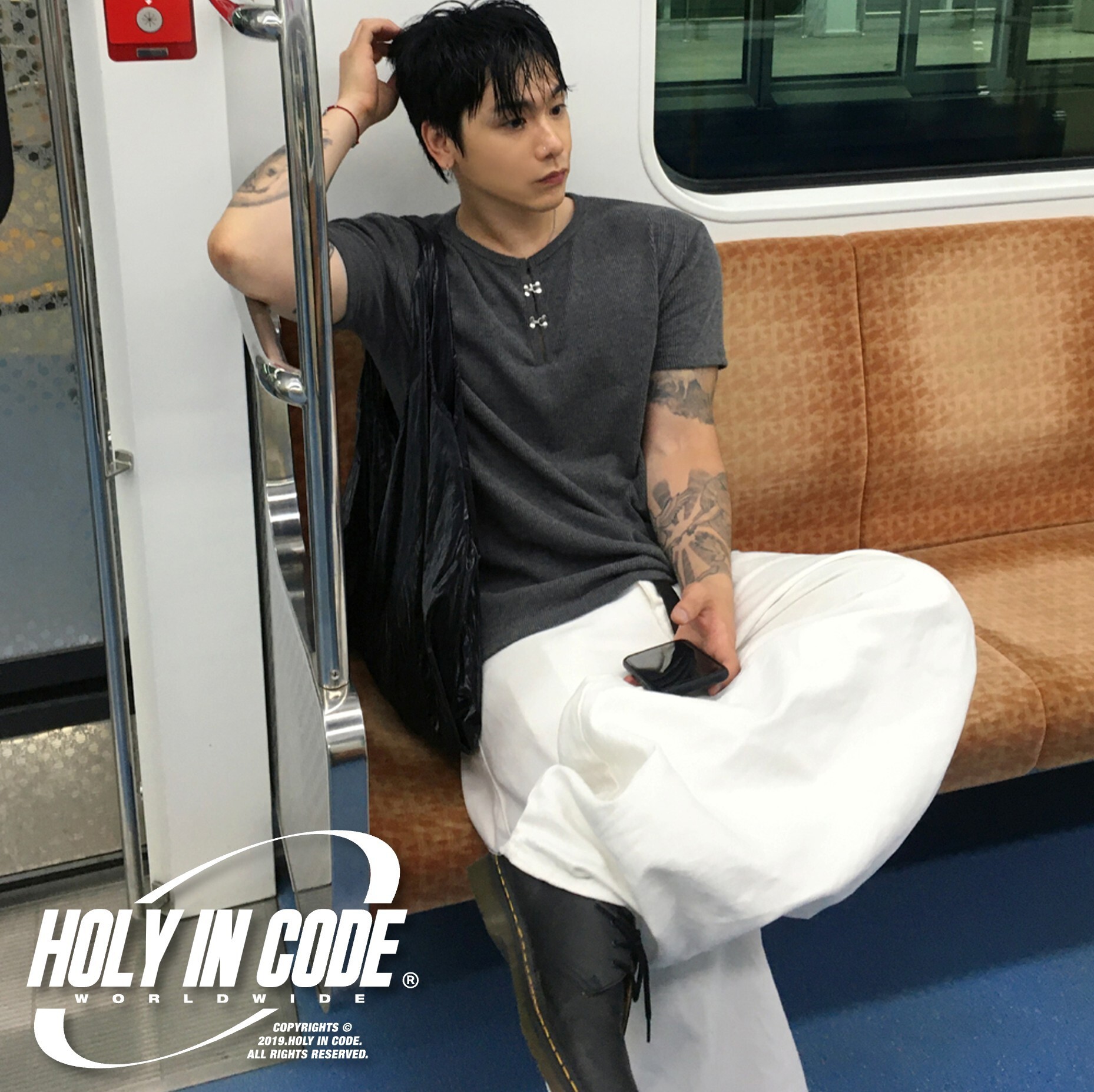 Tシャツ・カットソー No.1299 H hook henly neck half T (4color)