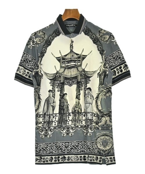 DOLCE&GABBANA ポロシャツ グレーx白x黒(総柄) 2007525E0008