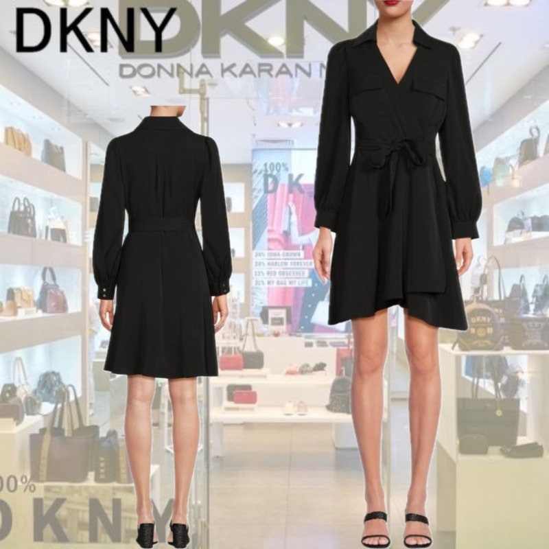 【DKNY】ベルト付きラップミニドレス