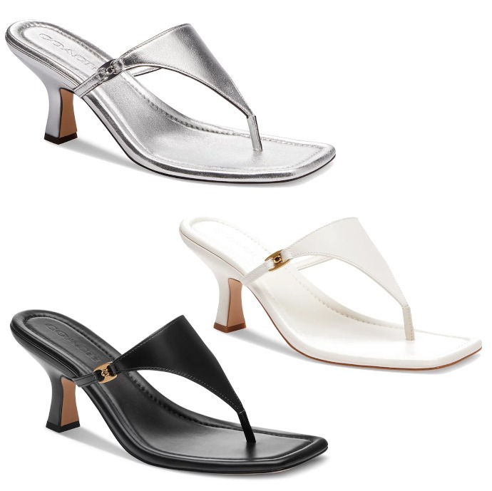 【COACH】Women's Heritage Hardware Thong Sandals