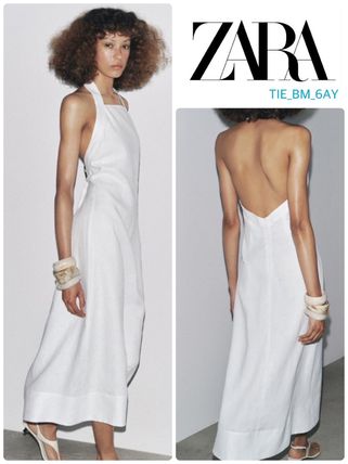 スペイン発送 ZARA リネン100% ホルタードレス ZW コレクション