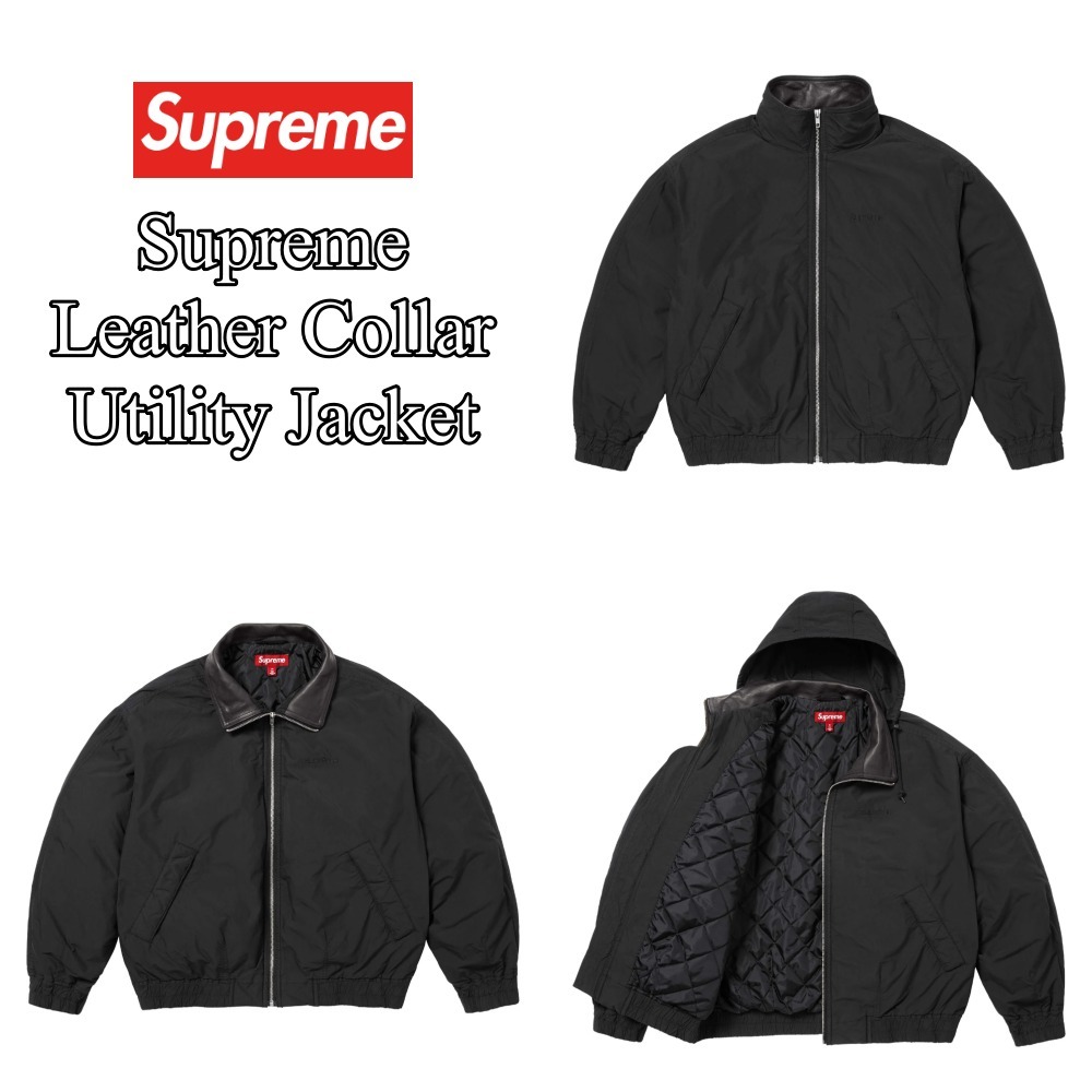 【Supreme】Leather Collar Utility Jacket★Black★25SS★