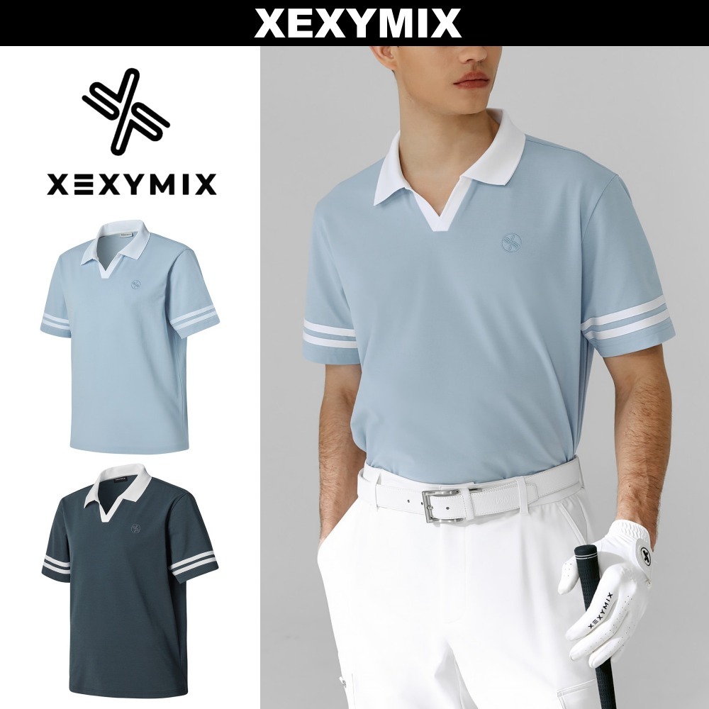 XEXYMIX GOLF : メンズ配色ラインポロシャツ