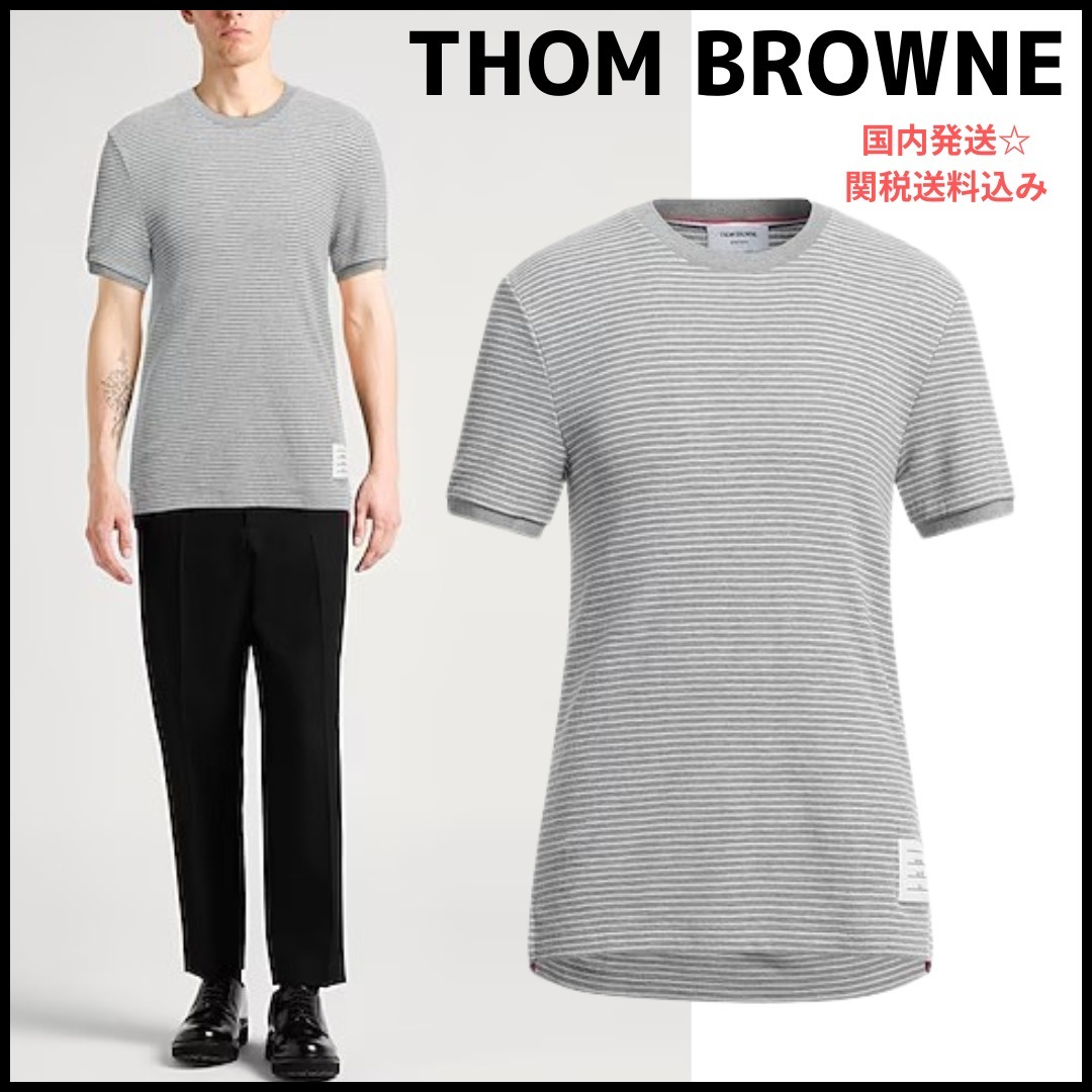 【THOM BROWNE】ジャージー素材 ストライプ Tシャツ＊関税込み