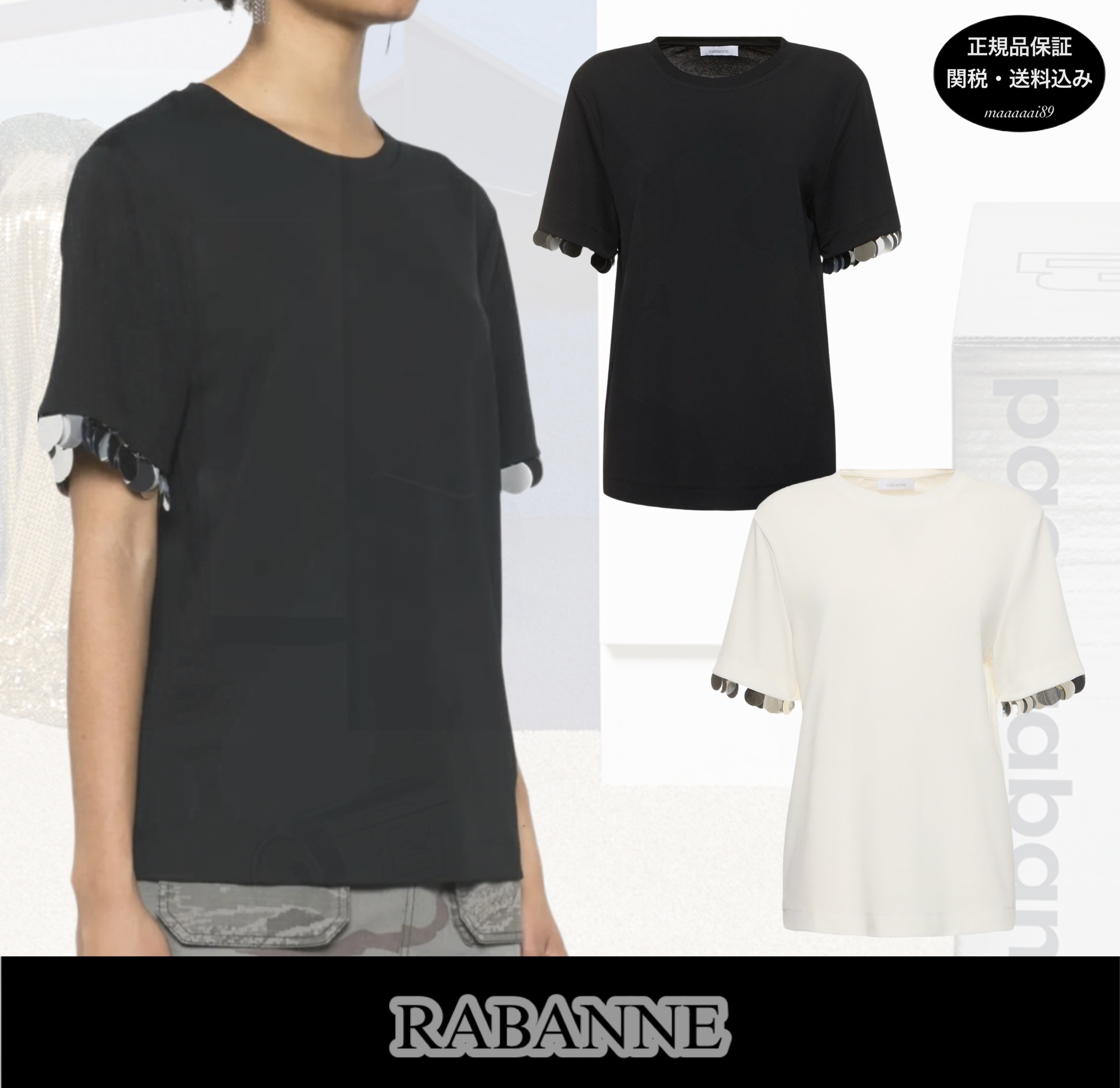 Rabanne★ラバンヌ ディスクスパンコール デザイン Tシャツ