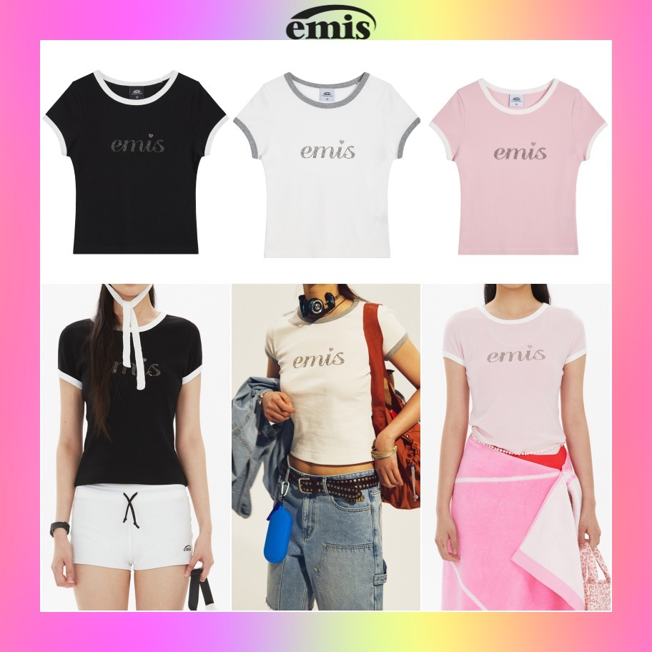 【emis】25HS新作★LETTERING RHINESTONE T-SHIRT