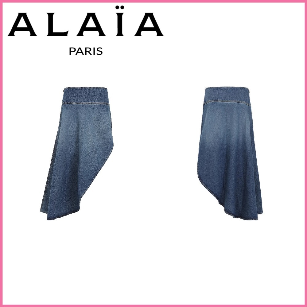 SALE【Alaia】アシンメトリー トーナル ウエストバンド スカート
