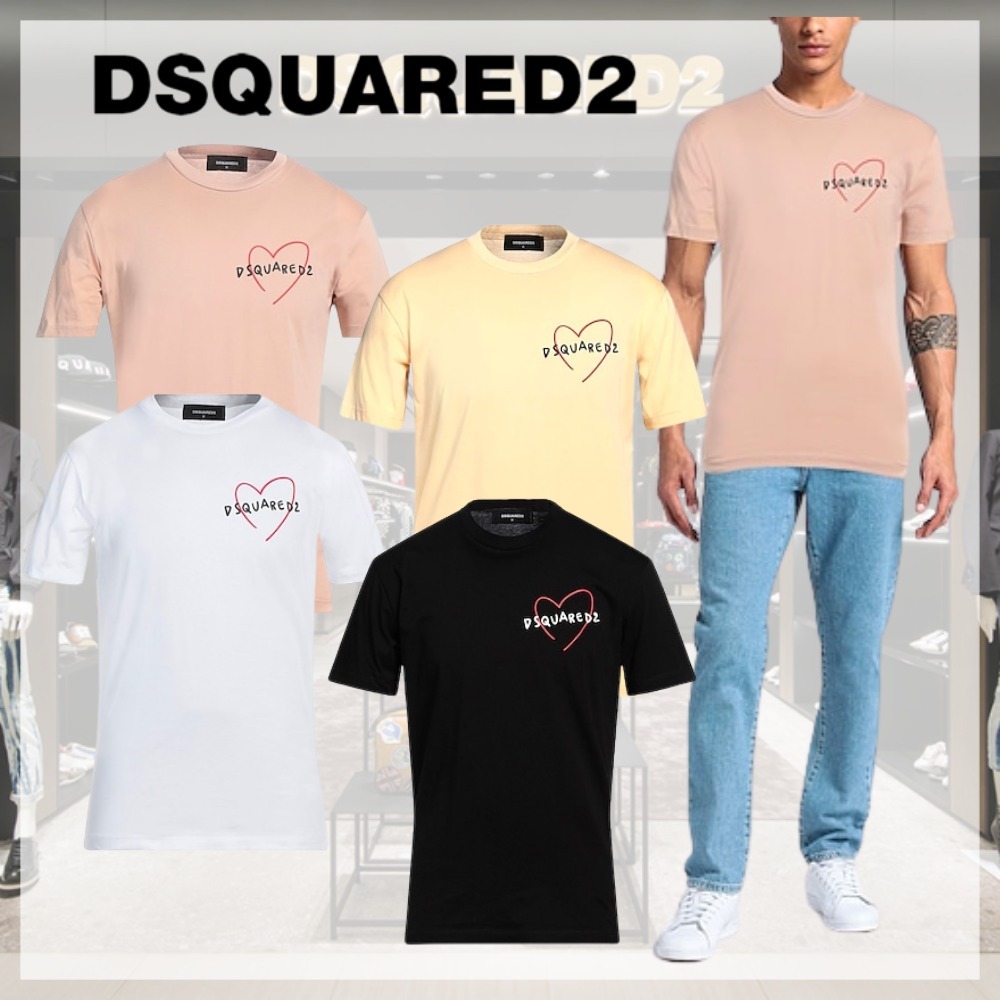 D SQUARED2* ハートロゴ プリント コットン 半袖Tシャツ