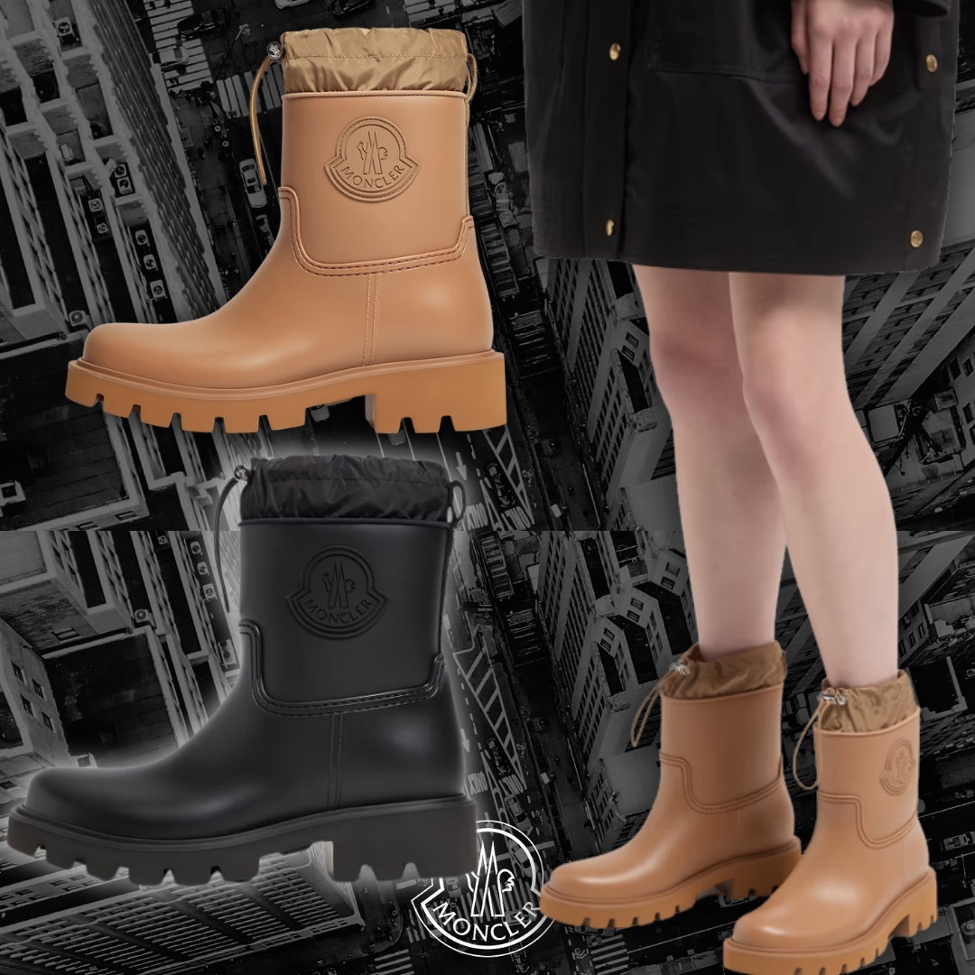 国内直営【MONCLER】Kickstream ショート レインブーツ ロゴ入り