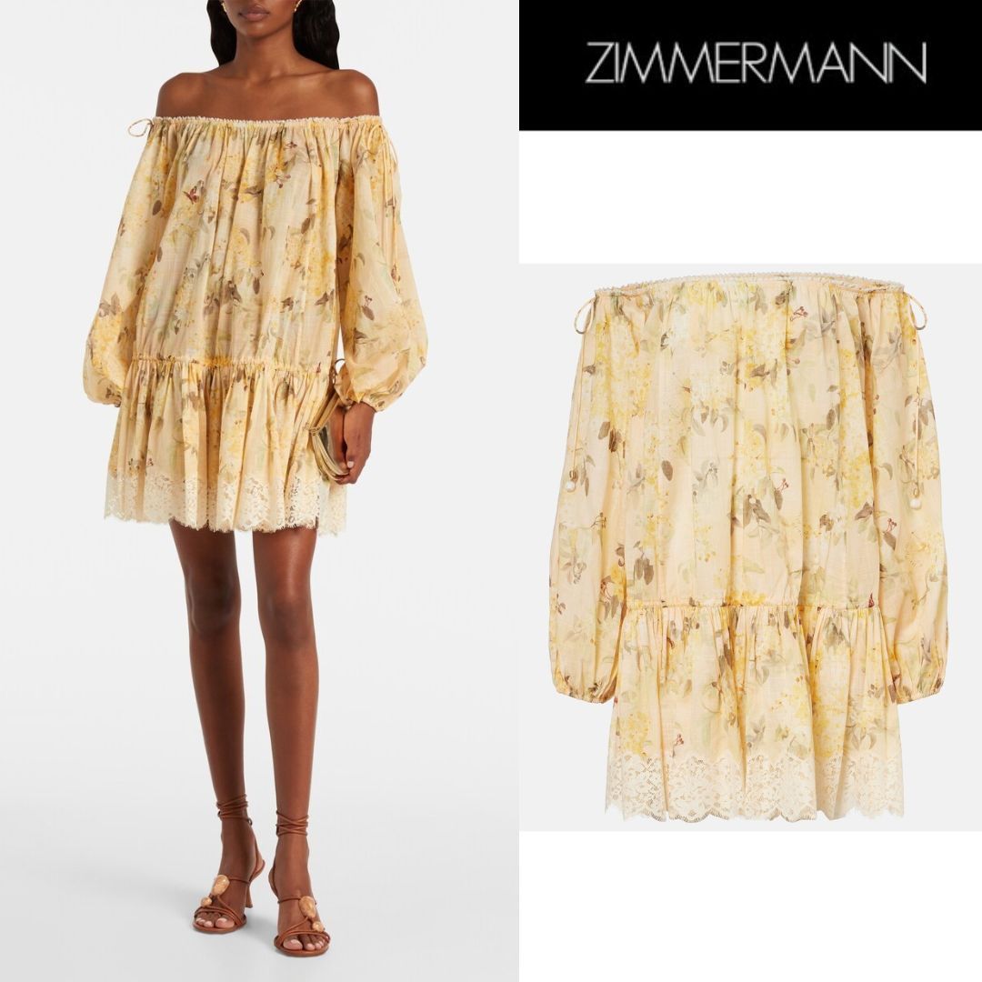 【Zimmermann】Floral semi-sheer cotton minidress